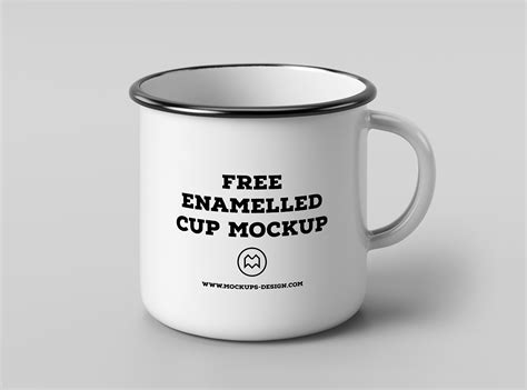 Download Metal cup Enamel tin mug mockup psd